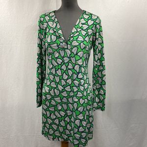 DvF silk shift dress leaves patterned 4